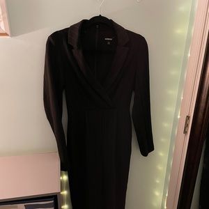 Express Pinstripe Long Sleeve Blazer Jumpsuit